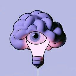 Mosnext mark: a brain above a lit bulb with a single open eye